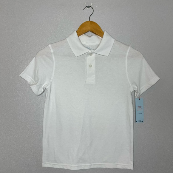 New Boy’s Cat & Jack White Polo Uniform Style Shirt Size M (8) - Picture 2 of 5